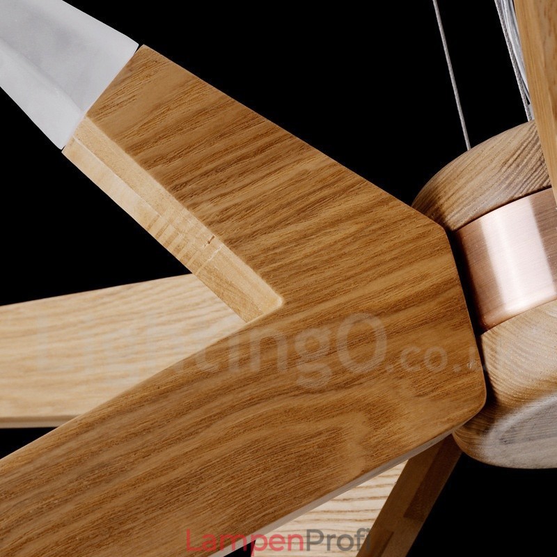 Moderne zeitgenössische Pendelleuchte aus Holz mit 12 Lichtern