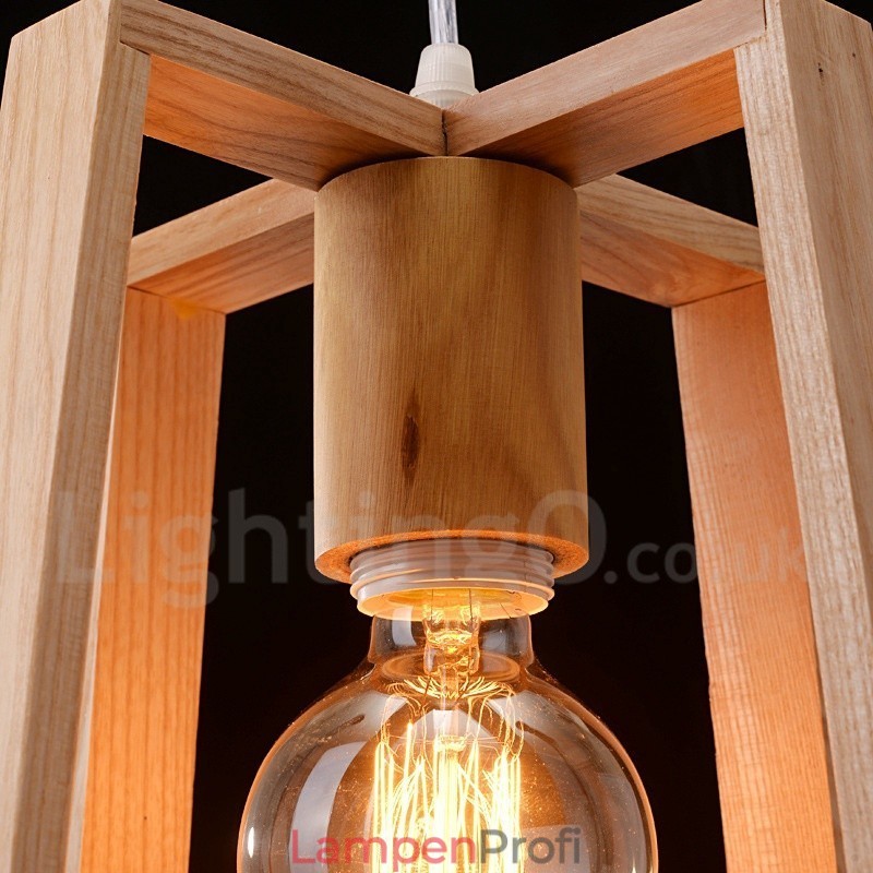 Moderne Pendelleuchte aus Holz mit 1 Licht