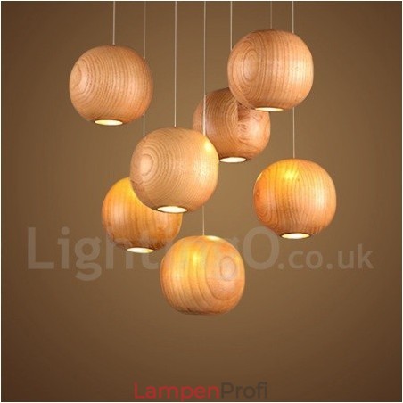 Rustikale Lodge-Pendelleuchte aus Holz in Kugelform Rustikale Lodge-Pendelleuchte aus Holz in Kugelform