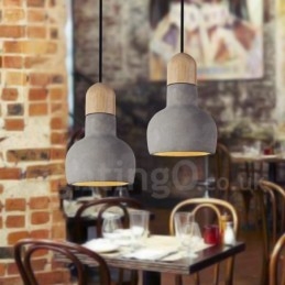 Retro Vintage Holz Beton Einzellicht Pendelleuchte