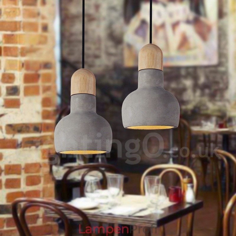 Retro Vintage Holz Beton Einzellicht Pendelleuchte
