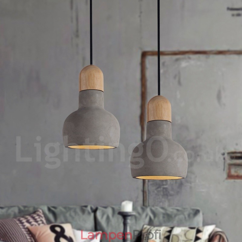 Retro Vintage Holz Beton Einzellicht Pendelleuchte