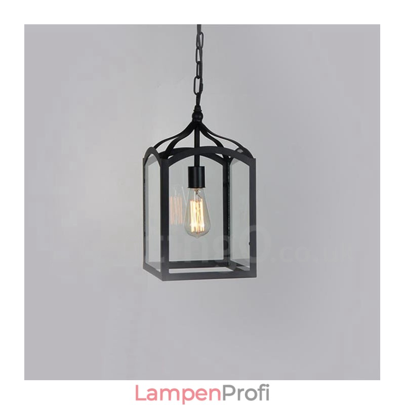 Rustikale Lodge-Pendelleuchte aus Metall mit Glasschirm