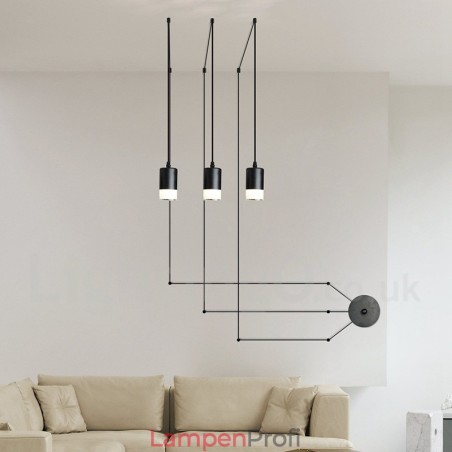 Für 3-flammige schwarze Pendelleuchte mit Glasschirm Für 3-flammige schwarze Pendelleuchte mit Glasschirm