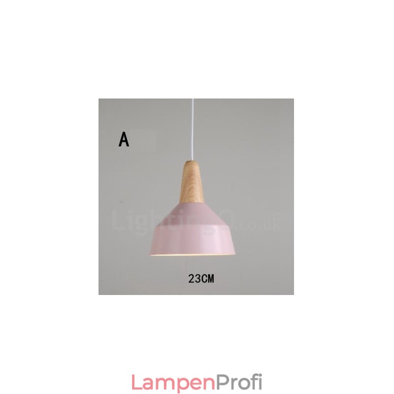 Moderne zeitgenössische Holz Metall Multi Farben Pendelleuchte