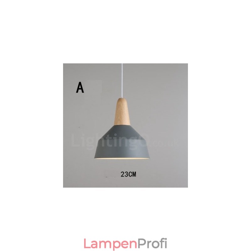 Moderne zeitgenössische Holz Metall Multi Farben Pendelleuchte