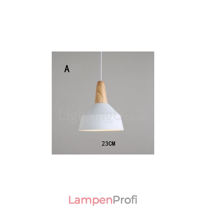 Moderne zeitgenössische Holz Metall Multi Farben Pendelleuchte