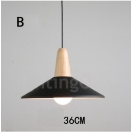 Moderne zeitgenössische Holz Metall Multi Farben Pendelleuchte