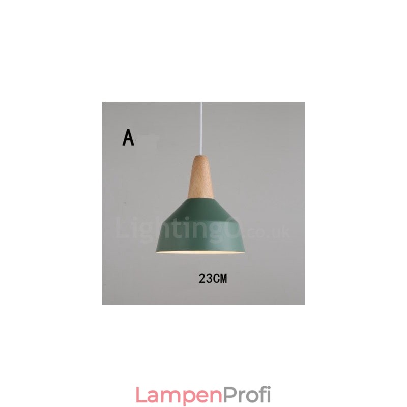 Moderne zeitgenössische Holz Metall Multi Farben Pendelleuchte