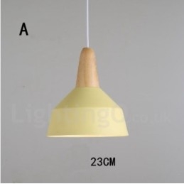 Moderne zeitgenössische Holz Metall Multi Farben Pendelleuchte