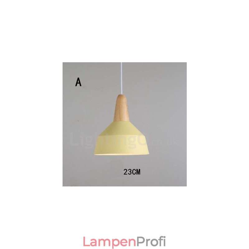 Moderne zeitgenössische Holz Metall Multi Farben Pendelleuchte