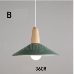 Moderne zeitgenössische Holz Metall Multi Farben Pendelleuchte