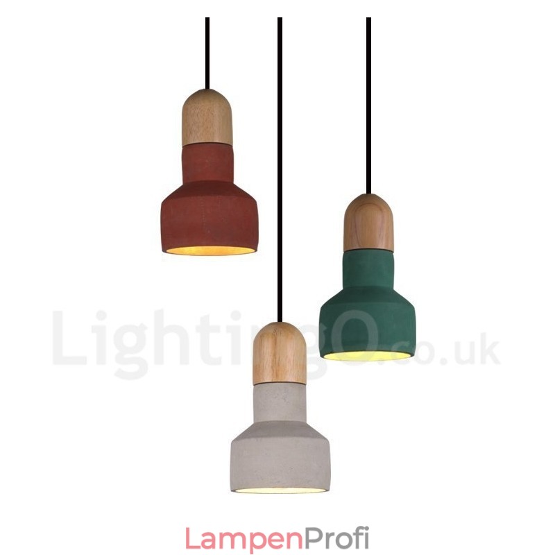 Vintage Holz Beton Multi Farben Pendelleuchte für Lampe