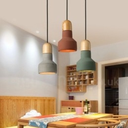 Vintage Holz Beton Multi Farben Pendelleuchte für Lampe
