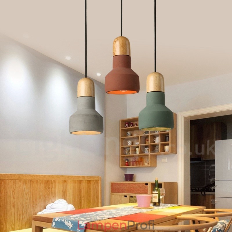 Vintage Holz Beton Multi Farben Pendelleuchte für Lampe