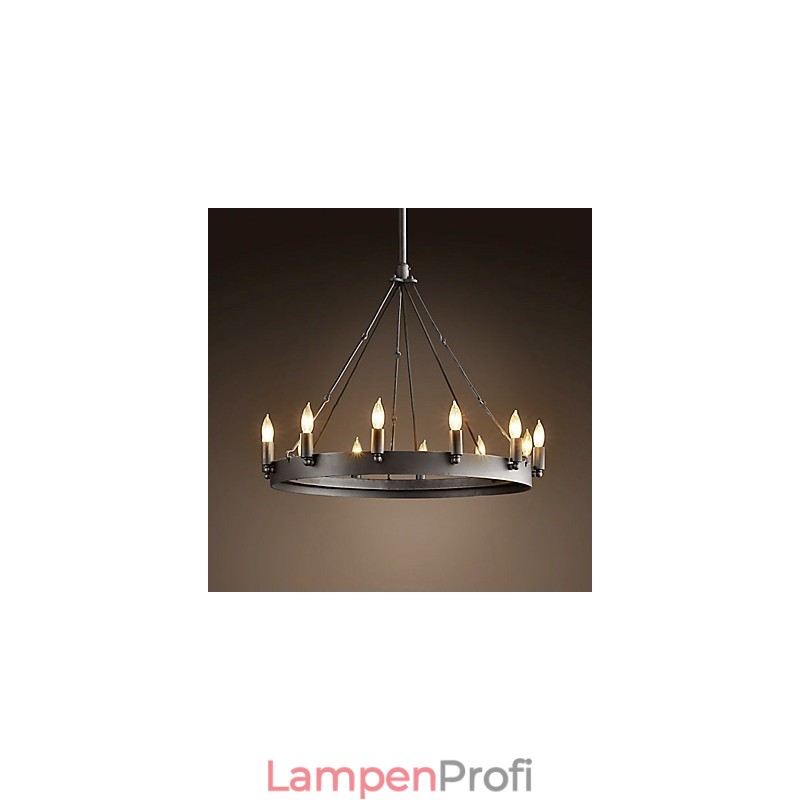 Pendelleuchte aus Eisen im Retro-Stil mit 12 Lichtern in Kerzenfunktion