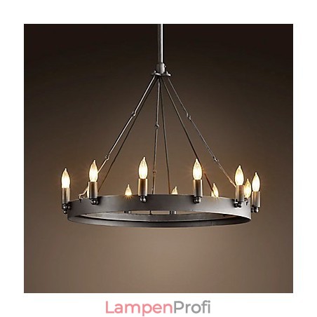 Pendelleuchte aus Eisen im Retro-Stil mit 12 Lichtern in Kerzenfunktion