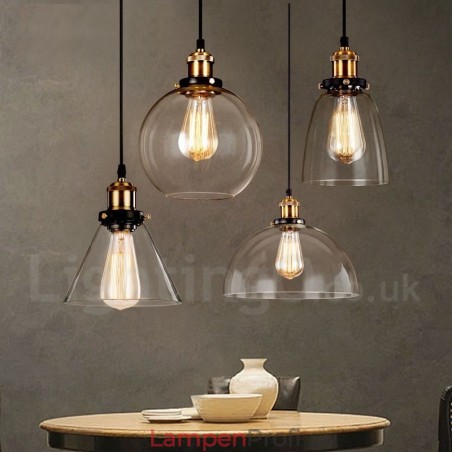 Retro Vintage Pendelleuchte mit Glasschirm Lampe Retro Vintage Pendelleuchte mit Glasschirm Lampe