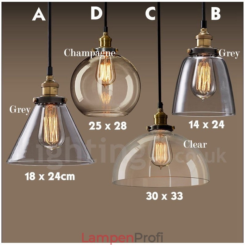 Retro Vintage Pendelleuchte mit Glasschirm Lampe