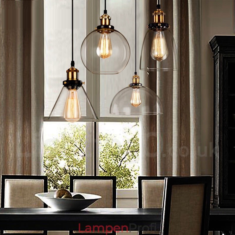 Retro Vintage Pendelleuchte mit Glasschirm Lampe