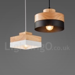 Moderne zeitgenössische Holz Metall Holz Pendelleuchte