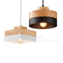 Moderne zeitgenössische Holz Metall Holz Pendelleuchte