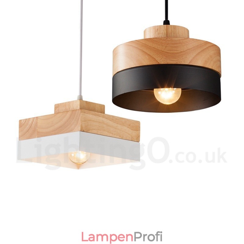 Moderne zeitgenössische Holz Metall Holz Pendelleuchte