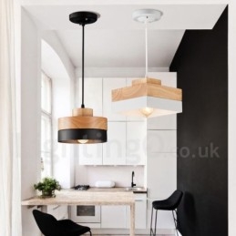 Moderne zeitgenössische Holz Metall Holz Pendelleuchte