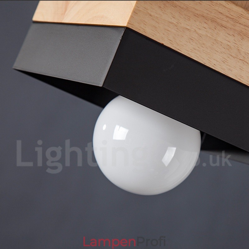 Moderne zeitgenössische Holz Metall Holz Pendelleuchte