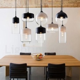 Moderne zeitgenössische Pendelleuchte mit Glasschirm