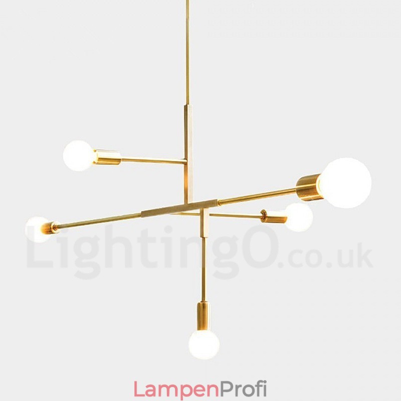 Moderne zeitgenössische Kupfer 5 Licht Kronleuchter Lampe