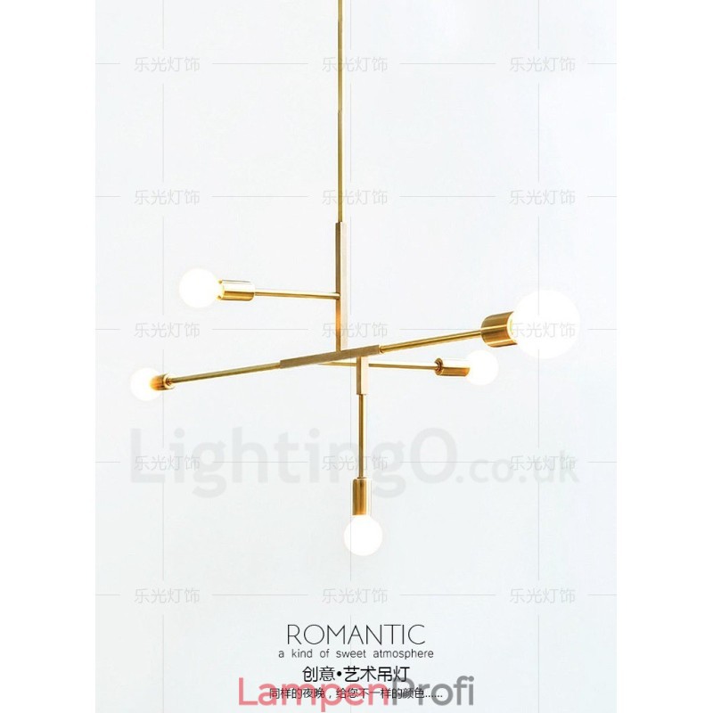 Moderne zeitgenössische Kupfer 5 Licht Kronleuchter Lampe