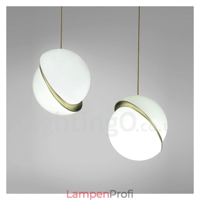 Moderne zeitgenössische Kupfer-Pendelleuchte mit Glasschirm