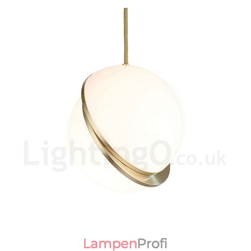 Moderne zeitgenössische Kupfer-Pendelleuchte mit Glasschirm