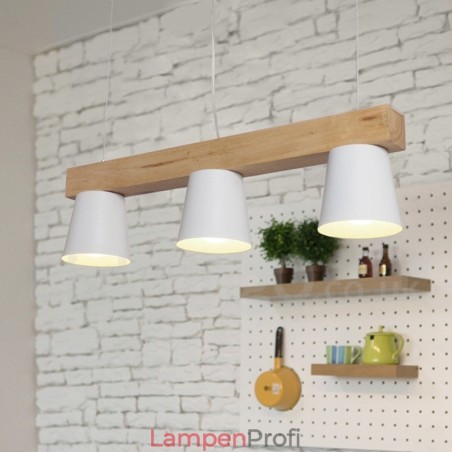 Moderne Pendelleuchte aus Holz mit 3 Lichtern Moderne Pendelleuchte aus Holz mit 3 Lichtern