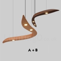 Moderne zeitgenössische Pendelleuchte aus Holz mit 3 Lichtern