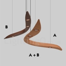 Moderne zeitgenössische Pendelleuchte aus Holz mit 3 Lichtern