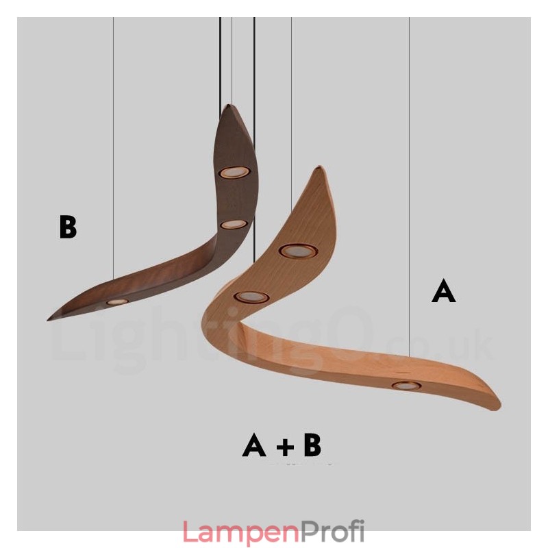 Moderne zeitgenössische Pendelleuchte aus Holz mit 3 Lichtern