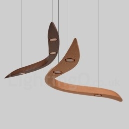 Moderne zeitgenössische Pendelleuchte aus Holz mit 3 Lichtern