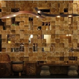 Moderne zeitgenössische Pendelleuchte aus Holz mit 3 Lichtern