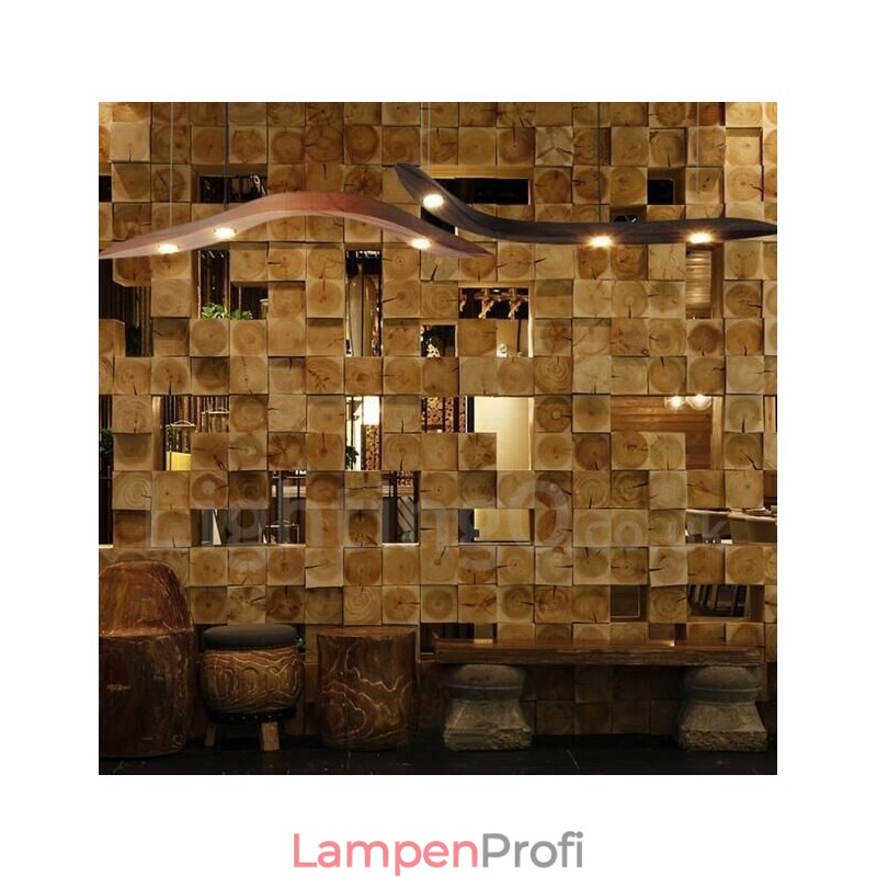 Moderne zeitgenössische Pendelleuchte aus Holz mit 3 Lichtern