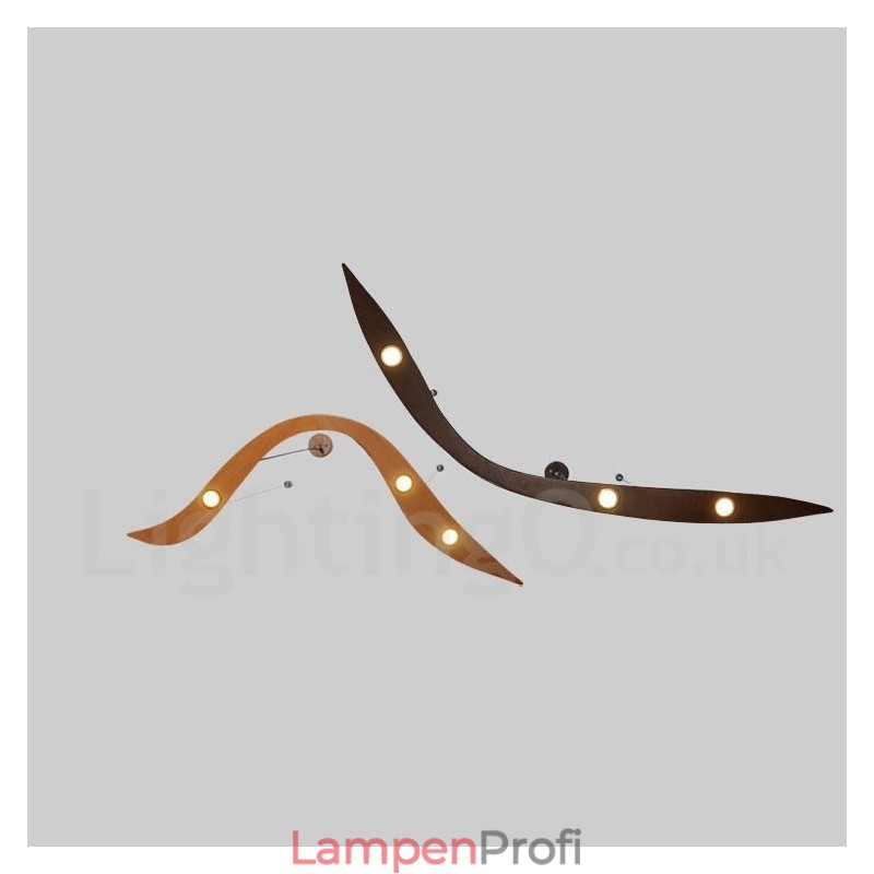 Moderne zeitgenössische Pendelleuchte aus Holz mit 3 Lichtern