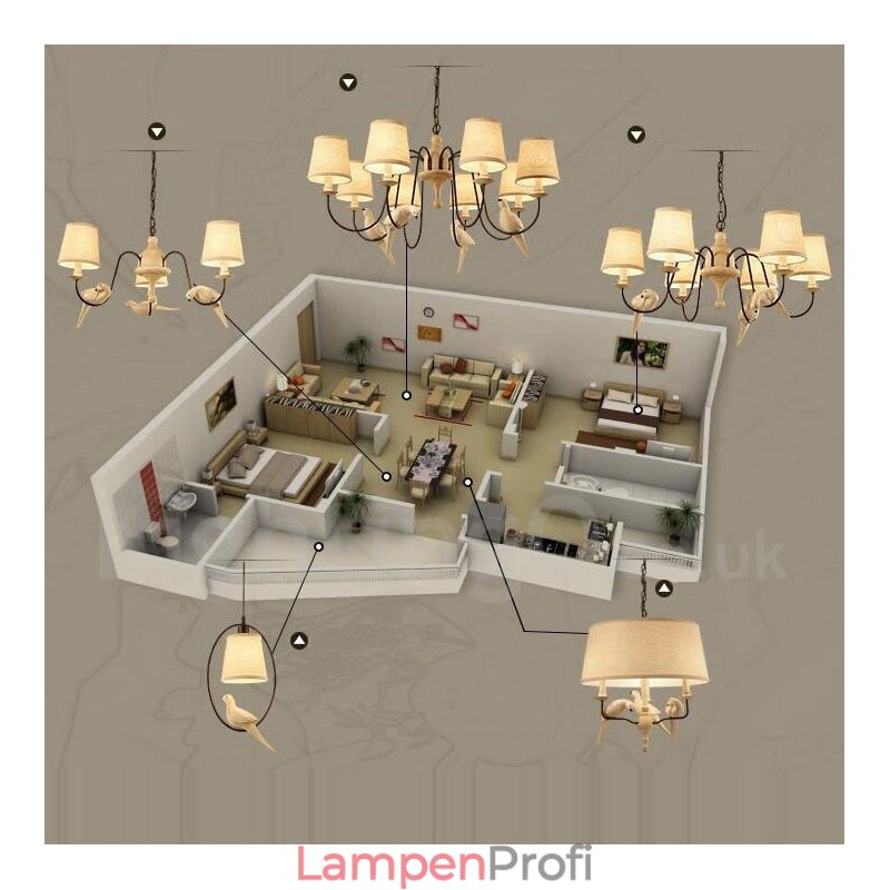 Rustikale Lodge Vintage-Pendelleuchte mit 3 Lichtern