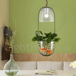 Rustikale Lodge Pendelleuchte aus Metall und Glas