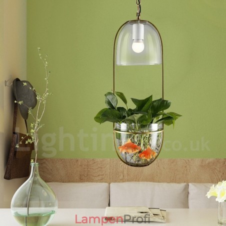 Rustikale Lodge Pendelleuchte aus Metall und Glas Rustikale Lodge Pendelleuchte aus Metall und Glas
