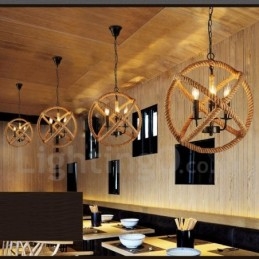 Country Hanfseil 3-flammige Vintage Pendelleuchte