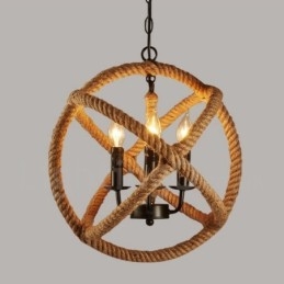 Country Hanfseil 3-flammige Vintage Pendelleuchte
