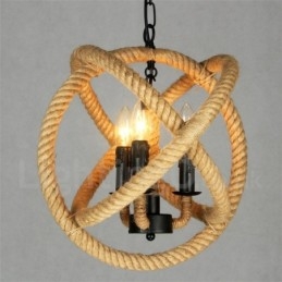 Country Hanfseil 3-flammige Vintage Pendelleuchte