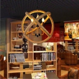 Country Hanfseil 3-flammige Vintage Pendelleuchte