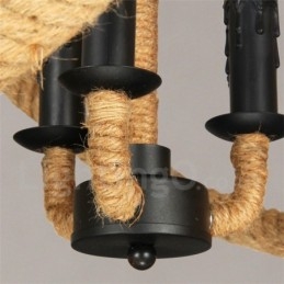 Country Hanfseil 3-flammige Vintage Pendelleuchte